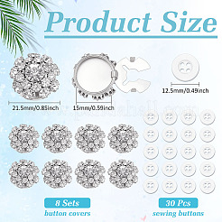 8Pcs Brass Rhinestone Cufflinks&nbsp;KK-ME0003-84S