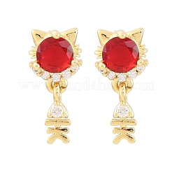 Brass Micro Pave Cubic Zirconia Dangle Stud Earrings&nbsp;EJEW-F405-24G