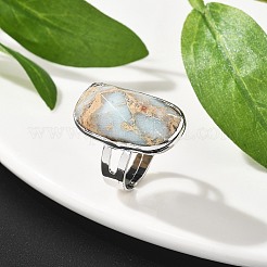 Natural Aqua Terra Jasper Finger Rings&nbsp;RJEW-A068-04P