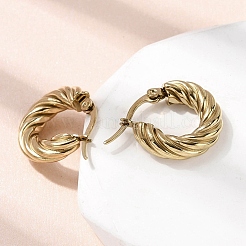 304 Stainless Steel Twist Ring Hoop Earrings&nbsp;EJEW-Z146-01G-01