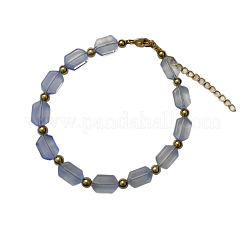 201 Stainless Steel Round & Handmade Lampwork Hexagon Beaded Bracelets&nbsp;WG895AC-04