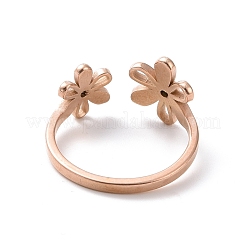 Ion Plating(IP) 304 Stainless Steel Flower Open Cuff Ring for Women&nbsp;RJEW-D120-07RG