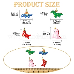 4Pcs 4 Style Dinosaur Rack Plating Brass Enamel Pendants&nbsp;KK-CJ0003-32