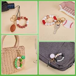 Silicone & Wood Beads Pendant Decoration&nbsp;KEYC-SW00016-06