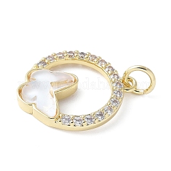 Brass Micro Pave Cubic Zirconia and Glass Pendants&nbsp;KK-F892-50G