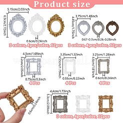 48Pcs 12 Styles Resin Embossed Photo Frames&nbsp;AJEW-NB0007-87