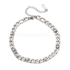 304 Stainless Steel Rhinestone Curb Link Chain Bracelets for Women&nbsp;BJEW-L721-01P