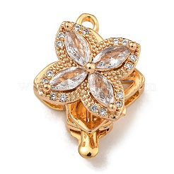 Brass Micro Pave Clear Cubic Zirconia Rotatable Box Clasps&nbsp;KK-U037-31G