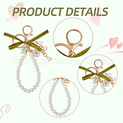 3Pcs 3 Style Alloy Enamel Sakura Pendant Keychain&nbsp;HJEW-CP0001-13