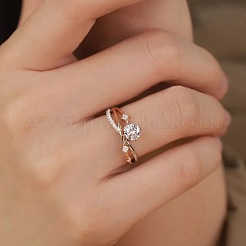 Retro Brass Micro Pave Clear Cubic Zirconia Finger Rings for Women&nbsp;FS-WG492FF-02
