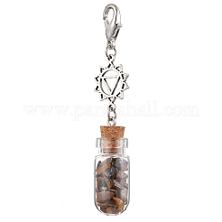 7Pcs 7 Styles Chakra Natural & Synthetic Gemstone Chip Beads inside Glass Wishing Bottle Pendant Decorations&nbsp;HJEW-JM02344