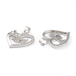 Brass Micro Pave Clear Cubic Zirconia Pendants&nbsp;ZIRC-J039-07P