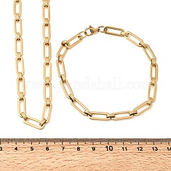 304 Stainless Steel Paperclip Chains Bracelet & Necklace Jewelry Sets&nbsp;SJEW-L199-15G