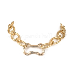 Aluminum Oval Link Chain Necklaces with Dog Bone Shaped Zinc Alloy Rock Climbing Carabiners&nbsp;NJEW-JN06413