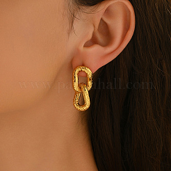 Textured Oval 304 Stainless Steel Dangle Stud Earrings&nbsp;IR4218