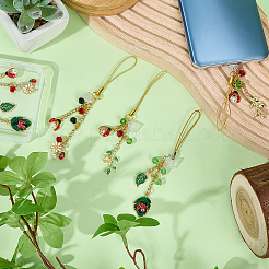6Pcs 3 Styles Alloy Enamel & Glass Beads Mobile Anti-Dust Plugs&nbsp;HJEW-SC0001-93