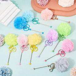 10Pcs 10 Colors Polyester Wool Beadable Keychain Bar&nbsp;AJEW-TA0003-18
