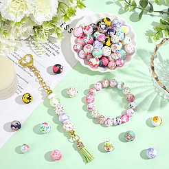 100Pcs 20 Colors Printed Round Silicone Focal Beads&nbsp;SIL-PA0001-41