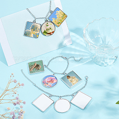 4Pcs Alloy Sublimation Blank Square & Flat Round Charms Bracelets&nbsp;BJEW-PH01797