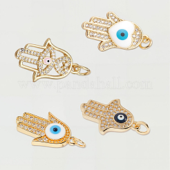 8Pcs 4 Styles Brass Micro Pave Cubic Zirconia Pendants&nbsp;KK-BBC0019-79