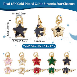 15Pcs 5 Colors Eco-friendly Brass Micro Pave Cubic Zirconia Charms&nbsp;KK-BBC0005-65