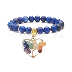 5Pcs 5 Style Natural & Synthetic Mixed Gemstone Stretch Bracelets Set&nbsp;BJEW-JB08747