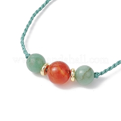 Natural Green Aventurine & Striped Agate Round Beads Braided Bead Bracelets for Women&nbsp;BJEW-JB11978