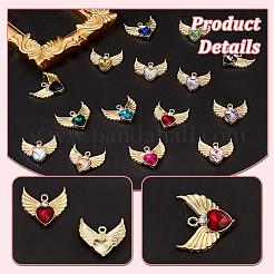 30Pcs 15 Colors Alloy Rhinestone Pendants&nbsp;FIND-GA0003-29