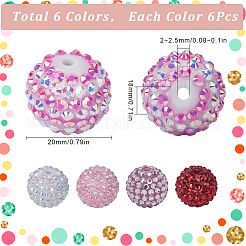 36Pcs 6 Style Resin Rhinestone Beads&nbsp;RESI-SC0003-04