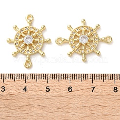 Rack Plating Brass Clear Cubic Zirconia Helm Connector Charms&nbsp;KK-C084-20G