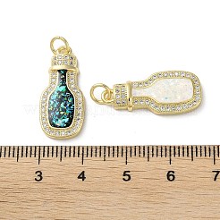 Brass Micro Pave Clear Cubic Zirconia Pendants&nbsp;KK-C045-22G