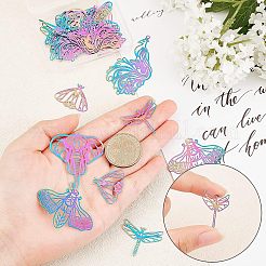 24Pcs 6 Styles 201 Stainless Steel Filigree Big Pendants&nbsp;STAS-UN0023-16