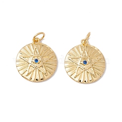Rack Plating Brass Micro Pave Blue Cubic Zirconia Pendants&nbsp;ZIRC-C040-38G