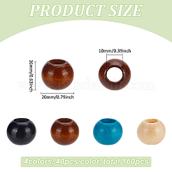 4 Colors Wood Large Hole Beads&nbsp;WOOD-FG0001-52