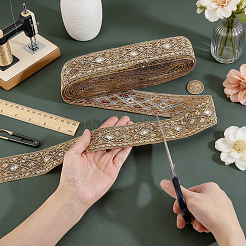 Ethnic Embroidered Polyester Sequins Trim Ribbon&nbsp;OCOR-WH0070-136B