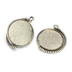Rotatable Tibetan Style Alloy Pendant Cabochon Settings&nbsp;PALLOY-S087-012AB