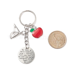 Red Apple Triangular Ruler Alloy Charm Keychain&nbsp;KEYC-TA00002