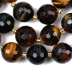 Three-Color Natural Tiger Eye Beads Strands&nbsp;G-C249-A29-16mm