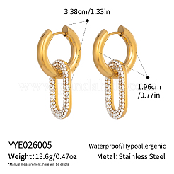 304 Stainless Steel Rhinestone Hoop Dangle Earrings for Women&nbsp;UW7347