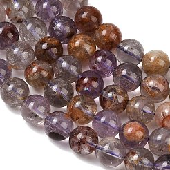 Natural Purple Phantom Quartz Lodolite Quartz Beads Strands&nbsp;G-R446-12mm-01A
