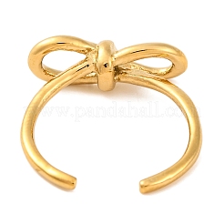 Ion Plating(IP) 304 Stainless Steel Bowknot Open Cuff Rings for Women&nbsp;RJEW-G319-01G