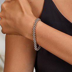 Rhodium Plated 925 Sterling Silver Round Beaded Stretch Bracelets for Women&nbsp;DS4468-1