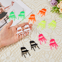 6 Pairs 6 Colors Acrylic Chair Dangle Earrings with Steel Iron Pins&nbsp;EJEW-FI0001-56