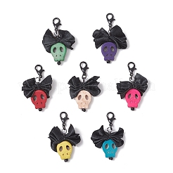 Synthetic Turquoise Skull Pendant Decorations&nbsp;HJEW-JM04344
