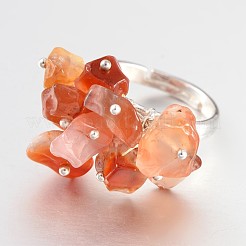 Adjustable Silver Color Plated Brass Mixed Stone Rings&nbsp;RJEW-JR00168