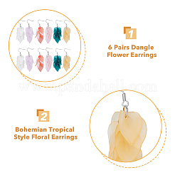 6 Pairs 6 Colors Acrylic Leaf Dangle Earrings&nbsp;EJEW-FI0001-73