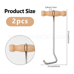 304 Stainless Steel Boot Puller Hook with Wood Handle&nbsp;AJEW-WH0410-425