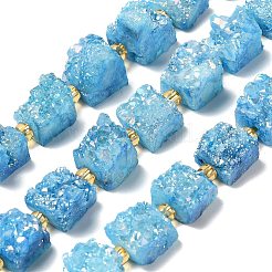 Electroplated Natural Druzy Agate Beads Strands&nbsp;G-G289-01G