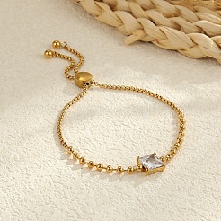 Adjustable 304 Stainless Steel Box Chain & Ball Chain Slider Bracelets&nbsp;WGFC0C2-06