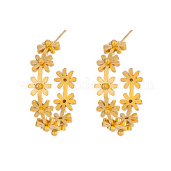 Flower with C-Shaped 304 Stainless Steel Stud Earrings&nbsp;DT7616